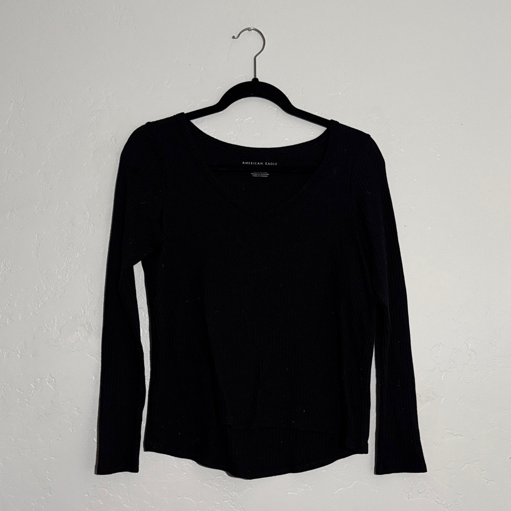 American Eagle Outfitters Black V-Neck Blouse